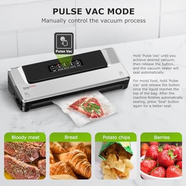Bonsenkitchen Vacuum Sealer Machine with 40 Bags | Compact Food Sealer for Kitchen Storage & Meal Prep | Multiple Modes​​ | External Vacuum System, Silver​​ - Image 5