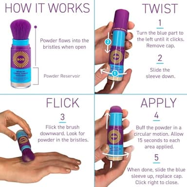 BOB KIDS SPF 30 Brush On Mineral Powder Sunscreen, Broad Spectrum Protection, Water Resistant 80 Mins, Fragrance Free, Easy to Apply for Kids & Babies, Mfg in USA, 2-Pack - Image 5