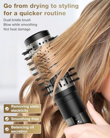 7MAGIC Hair Dryer Brush & 6 in 1 Hair Styler, Silver, 110 Volts, 1200 Watts, Ionic Technology, Fast Drying, Multi Styler for Straight, Wavy, Curly, and Coily Hair - Image 6