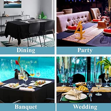 VidaFete 90 * 156inch 2pack Rectangle Table Cloth Polyester, Stain Wrinkle Resistant Dining Table Cover for Kitchen Dinning Party Wedding Rectangular Tabletop Buffet Decoration(Black) - Image 6