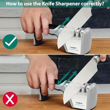 Longzon 4-in-1 Knife Sharpener [4 Stage] with a Pair of Cut-Resistant Glove, Original Premium Polish Blades, Best Kitchen Knife Sharpener Really Works for Fruit Knife and Steel Knives, Scissors - Image 4