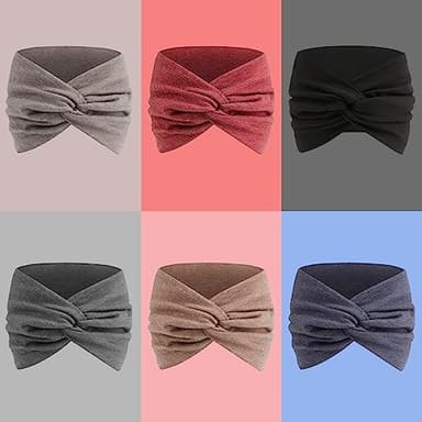 Extra Wide Headbands for Women, 7'' Large Cotton Like Turban Knotted Bandana Head Bands for Women Non Slip, Boho Headbands for Women's Hair (6Pcs Dark Colors, Extra Large 7" Wide) - Image 2
