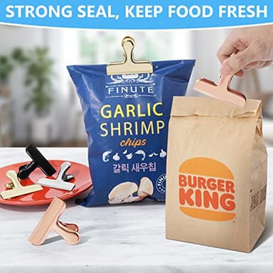 Bag Clips, Heavy Duty Stainless Steel Chip Clips, 8 Pack Food Bags Clamp Great for Kitchen Office to Seal Coffee Bags, Paper Sheets - Pack of 8 - Image 5