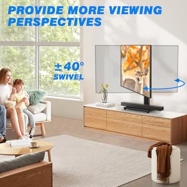 Rfiver Universal Swivel Tabletop TV Stand for Flat Screens 23 24 26 32 39 40 42 43 Inch, Heavy Duty Center Pedestal Stand Replacement with Black Tempered Glass Base and Height Adjustable Mount - Image 3