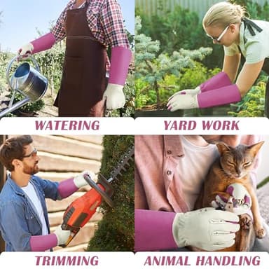 HANDLANDY Rose Pruning Gardening Gloves for Men & Women, Thornproof Long Gauntlet Gloves, Pigskin Leather - Breathable & Durability (Large) - Image 5
