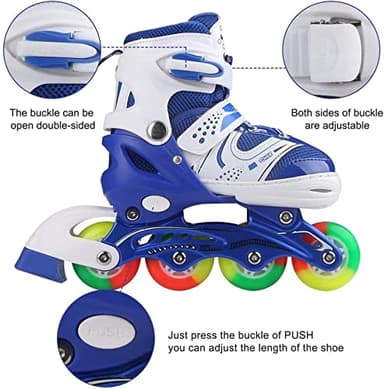 JIFAR Youth Children's Inline Skates for Kids, Adjustable Inlines Skates with Light Up Wheels for Girls Boys, Indoor&Outdoor Ice Skating Equipment Medium Size(2-5 US), Medium-blue - Image 6