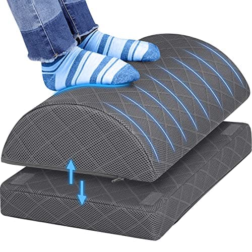 CushZone Foot Rest for Under Desk at Work Adjustable Foam for Office and Home, Office Desk Accessories，Comfortable Footrest with 2 Adjustable Heights，Back & Hip Pain Relief (Gray-16.9 in) - Image 1