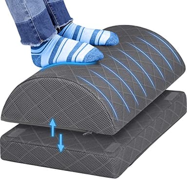 CushZone Foot Rest for Under Desk at Work Adjustable Foam for Office and Home, Office Desk Accessories，Comfortable Footrest with 2 Adjustable Heights，Back & Hip Pain Relief (Gray-16.9 in) - Image 1