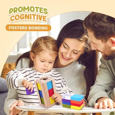 Richtim Montessori Toys for 1-3 Year Old: Color Sorting Wooden Drawer Box Toy for Toddlers Square Color Sorting - Image 6