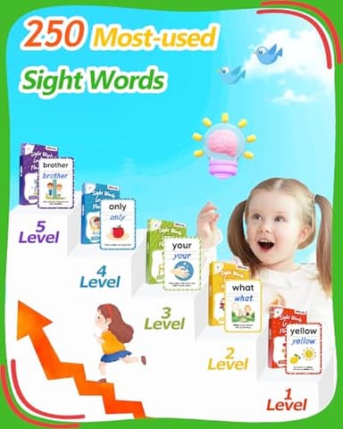 Sight Words Flash Cards Kindergarten, 250 Dolch Sight Word Writing Reading Spelling Games, Preschool Kindergarten Toddler Learning Activities, Homeschool Supplies Educational Toys for Kids Ages 3+ - Image 3