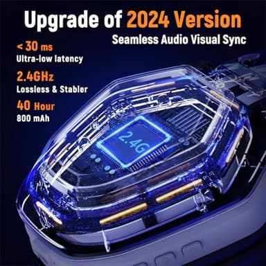 Ozeino 2.4GHz Wireless Gaming Headset for PC, Ps5, Ps4 - Lossless Audio USB & Type-C Ultra Stable Gaming Headphones with Flip Microphone, 40-Hr Battery Gamer Headset for Switch, Laptop, Mobile, Mac - Image 2