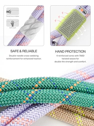 Maogoublue 5FT Dog Training Leash, Heavy Duty Nylon Rope Dog Leashes with 360° Swivel Aluminum Clip and Comfortable Padded Handle No Pull Reflective Leash for Medium Large Dogs - Image 4