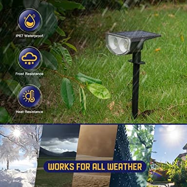 Kyosho Solar Color Spot Lights Outdoor, 9 Lighting Modes Halloween Christmas Lights, 38 LEDs Color Changing Waterproof RGBW Multicolor Tree Pool Solar Spotlight, 2 Pack - Image 5