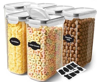 Utopia Kitchen Cereal Containers Storage - Liter Airtight Food Storage Containers & Cereal Dispenser For Pantry Organization And Storage (Clear, 4 Liter Pack of 6) - Image 1