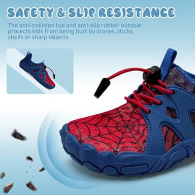 WateLves Toddler/Little/Big/Kid Water Shoes Wide Barefoot Aqua Athletic Sneakers Girls Boys Hiking Beach Swim Fast Dry Shoes Built-in Heel Grips (Red Blue, 37) - Image 5