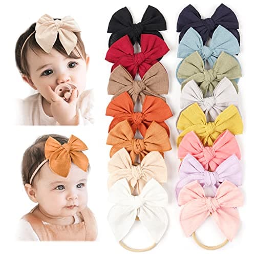 Niceye Baby Girl Bows and Headbands, Stretchy Nylon Hairbands Hair Bows for Newborns, Infants, Toddlers - Handmade Baby Hair Accessories for Girls - Image 1