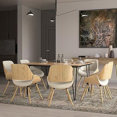 SIMPLIHOME Malden Dining Chair in Light Wood, Natural Linen Look Fabric, 22.8" W x 20.9" D x 30.9" H, Mid-Century Modern Style for Dining Room - Image 2