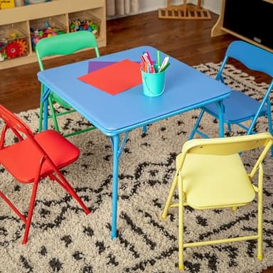 Flash Furniture Mindy Kids 5-Piece set Folding Square Table and Chairs Set for Daycare and Classrooms, Children's Activity Table and Chairs Set, Multicolor - Image 8