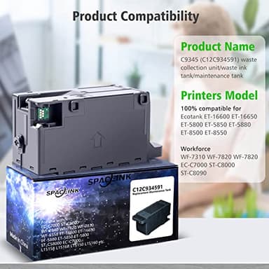 Spaceink C9345 Ink Maintenance Box Tank for ET-8550 ET-16600 ET-5850 ET-5800 ET-16650 ET-8500 WF-7840 WF-7820 ET-5880 WF-7310 ST-C8000 ST-C8090 Printer (PXMB9/C12C934591 Waste - Image 2