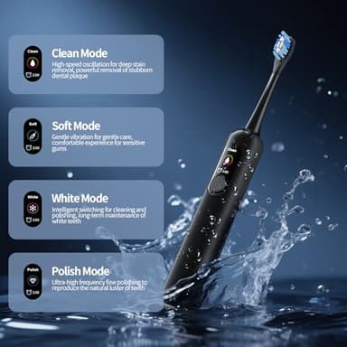 OasiSmile Sonic Electric Toothbrush for Adults with LED Display - 38400 VPM Deep Clean, 6 Brush Heads & 45-Day Battery Life, IPX7 Waterproof, 4 Modes Rechargeable Toothbrush for Home/Travel - Image 3