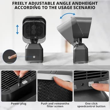 Portable Range Hood Portable Exhaust Fan for Kitchen with Adjustable Angle Height and 3 Detachabl Washable Filters 2 Speed and Low Noise Non Consumable Kitchen Exhaust Fan for Indoor BBQ Hot Pot RV - Image 5