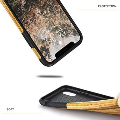 Tasikar Compatible with iPhone Xs & iPhone X Slim Case, Wood Grain Design, Easy Grip, Wireless Charging Compatible, Teak - Image 6