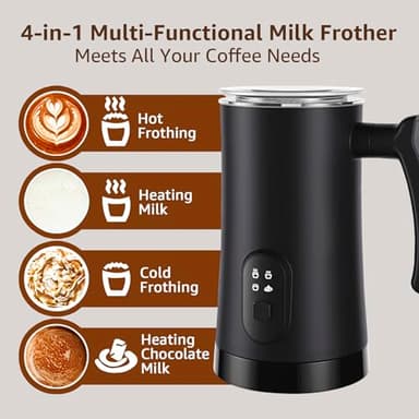 Milk Frother, 4 in 1 Electric Milk Steamer,11.8oz/350ml Automatic Warm and Cold Foam frother for Coffee, Latte, Macchiato, Cappuccino, Hot Chocolate - Image 3