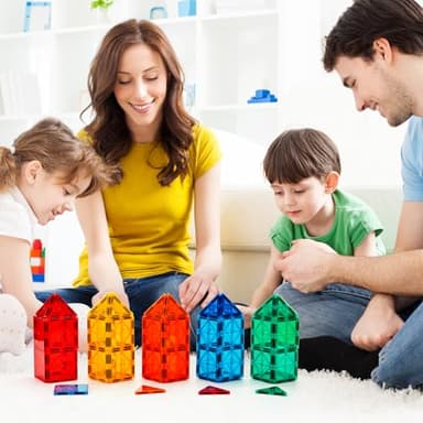 FNJO Magnetic Tiles, 110PCS Magnet Building Set, Magnetic Building Blocks,Construction STEM Learning and Playing Toys for Kids, Montessori Toy for Preschool Boys Girls Toddlers Classroom Must-Haves - Image 5