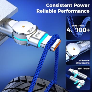 USB C to USB C Cable 6.6ft,240W 2-Pack Braided 180°Rotating Type C Charging CableFast Charge for iPhone 15/16/16Pro/16Plus/16ProMax,MacBook Air,iPad Pro,Pixel,Samsung Galaxy S23/S24 Ultra-Blue - Image 6
