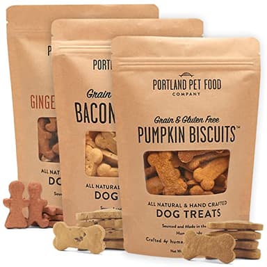 Portland Pet Food Company Natural Dog Treats Variety Pumpkin Gingerbread & Bacon Dog Biscuits - Grain-Free, Human-Grade Healthy Training & Snacks - Puppy, Small, Large Breed - Made in the USA - 3 Pack - Image 1