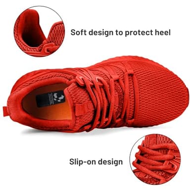 Abboos Womens Walking Shoes- Memory Foam Lightweight Tennis Shoe Sports Shoes Gym Slip On Running Sneakers Red Size 7 - Image 3