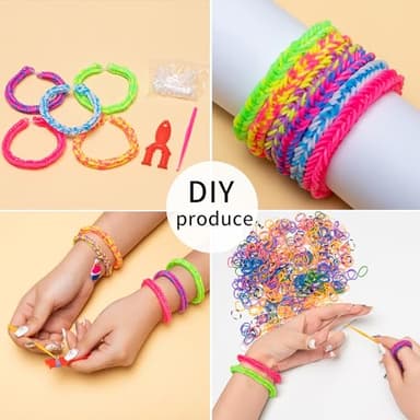 XKDOUS 24 Colors Rubber Band Bracelet Kit, Rubberband Bracelet Making Kit for Kids Ages 6+ - Image 4