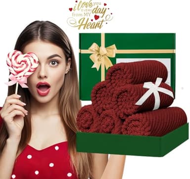 VOOVA & MOVAS Red Washcloths, 6PC 13"x13" - 100% Cotton | Quick Dry | Lightweight | Thick | Soft | Absorbent, Bath Hand Towels Set for Face & Body, Face Towels for Bathroom, Towel Gift Set, Burgundy - Image 6