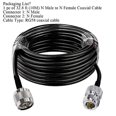 TUOLNK N Type Cable RG58 32.8ft(10M) N Male to N Female Extension Cable Low Loss High Frequency N Cable Male to Female Black for WiFi Router 3G 4G LTE Antenna - Image 7