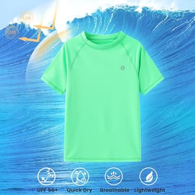 HODOSPORTS Boys UPF 50+ Rash Guard Swim Shirts Short Sleeve Quick Dry UV Protection Sun Shirt Light Green - Image 4