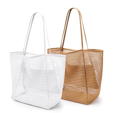 KALIDI Reusable Grocery bag, 2 Packs Large Tote Bag 15"X16" Durable Mesh Foldable Daily Utility Shopping Laundry BAG - Image 1