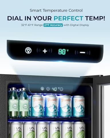 EUHOMY Beverage Refrigerator and Cooler, 128 Can Mini fridge with Glass Door, Small Refrigerator with Adjustable Shelves for Soda Beer or Wine, Perfect for Home/Bar/Office, Silver - Image 4