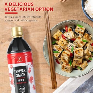 Soeos Teriyaki Marinade and Sauce, 16.9 Fl Oz (500 ml), Sweet and Savory Flavor, Perfect for Stir-Fry, Barbecue, Marinating, Versatile Sauce for Meat, Salmon, Noodle and Vegetable, Easy to Pour Out - Image 6