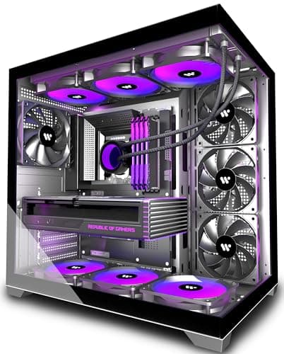 KEDIERS PC CASE ATX 4 Fans Pre-Installed, Type-C Mid Tower Computer Case with Full-View Dual Tempered Glass, Gaming PC Case,Black,K4 - Image 1