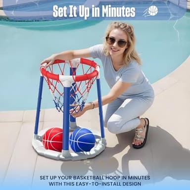 CHMYWJ Pool Basketball Hoop Pool Games Pool Toys with 2 Basketballs Floating Basketball Hoop for Pool for Kids & Adults Indoor Outdoor - Image 5