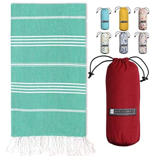 BAY LAUREL Turkish Beach Towel with Travel Bag 39 x 71 Quick Dry Sand Free Lightweight Large Oversized Towels Light - Image 1