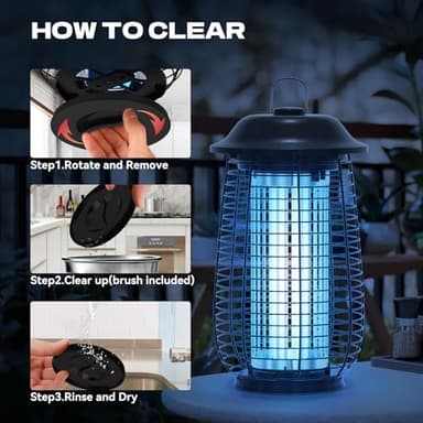 Bug Zapper Indoor & Outdoor, 4200V Electric Mosquito Zapper, 10 Years Lifespan, 6.5ft Power Cord, Waterproof, Fly Trap Mosquito Trap, Fly Killer Fly Zapper for Home, Patio, Kitchen, Backyard, Camping - Image 3