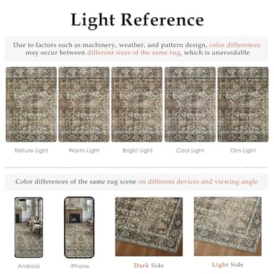 PureCozy Vintage Area Rug 4x5 Brown Entryway Office Washable Carpet Non Slip Bedroom Indoor Living Room Door Mat Low Pile Traditional Distressed Retro Accent Rug for Dining Room Bathroom Kitchen - Image 2