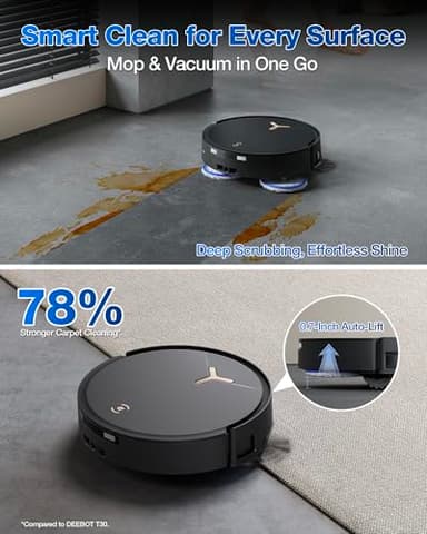 ECOVACS DEEBOT T50 MAX PRO Omni Robot Vacuum and Mop, 18,500Pa Blast Suction, 18mm Auto-Lift, ZeroTangle &TruEdge 2.0, AIVI 3.0 Obstacle Avoidance, Auto Hot Water Mop Wash/Dry/Refill, Self-Emptying - Image 3