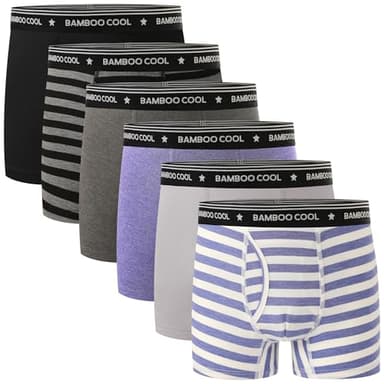 BAMBOO COOL Boys' Underwear Moisture-Wicking Brethable Boxer Briefs Soft Lightweight Tag-Free with Fly Pouch 6-Pack - Image 1