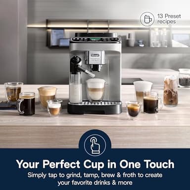 De'Longhi Magnifica Evo Next Fully Automatic Espresso Machine - Programmable Coffee Maker with Grinder and Milk Frother - Hot & Cold Brewer for Espresso, Latte, Cappuccino, Americano, Tea and More - Image 4