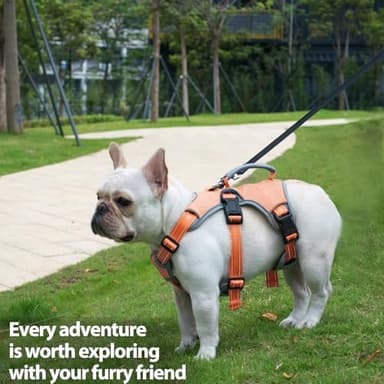 Huntboo Escape Proof Dog Harness, Escape Artist Harness, Reflective Dog Harness with Handle, Durable,Adjustable Vest for Small Medium Large Dogs Walking, Training, and Running Gear(Orange,M) - Image 7