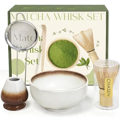 Cowcowcow Matcha Whisk Set, Complete Matcha Set with Matcha Whisk, Bowl, Sifter, Spoon, and Whisk Kit for Ceremonial Grade, Tea Gifts for Tea Lovers for Christmas, Birthday, Halloween - Image 1