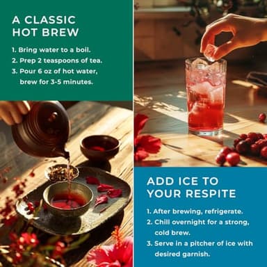 Gya Tea Co Hibiscus Berry Herbal Loose Leaf Tea - Natural Decaf Flower & Fruit Tea with Cranberry, Apple & Hibiscus for Body Wellness & Digestion Health - 5.29 Oz - 70 Cups - Image 5