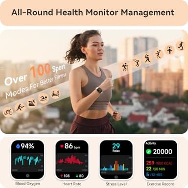 Smart Watch for Women, Smartwatch for iPhone & Android Bluetooth (Answer/Call) Built-in Alexa, 1.91" HD Fitness Tracker with 105+ Sport Modes, IP68 Waterproof, Sleep/Heart Rate/SpO2/Stress Monitor - Image 3